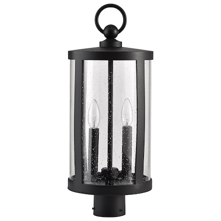Nuvo Broadstone - 2 Light Post Top - Matte Black with Clear Seeded Glass 60/8114